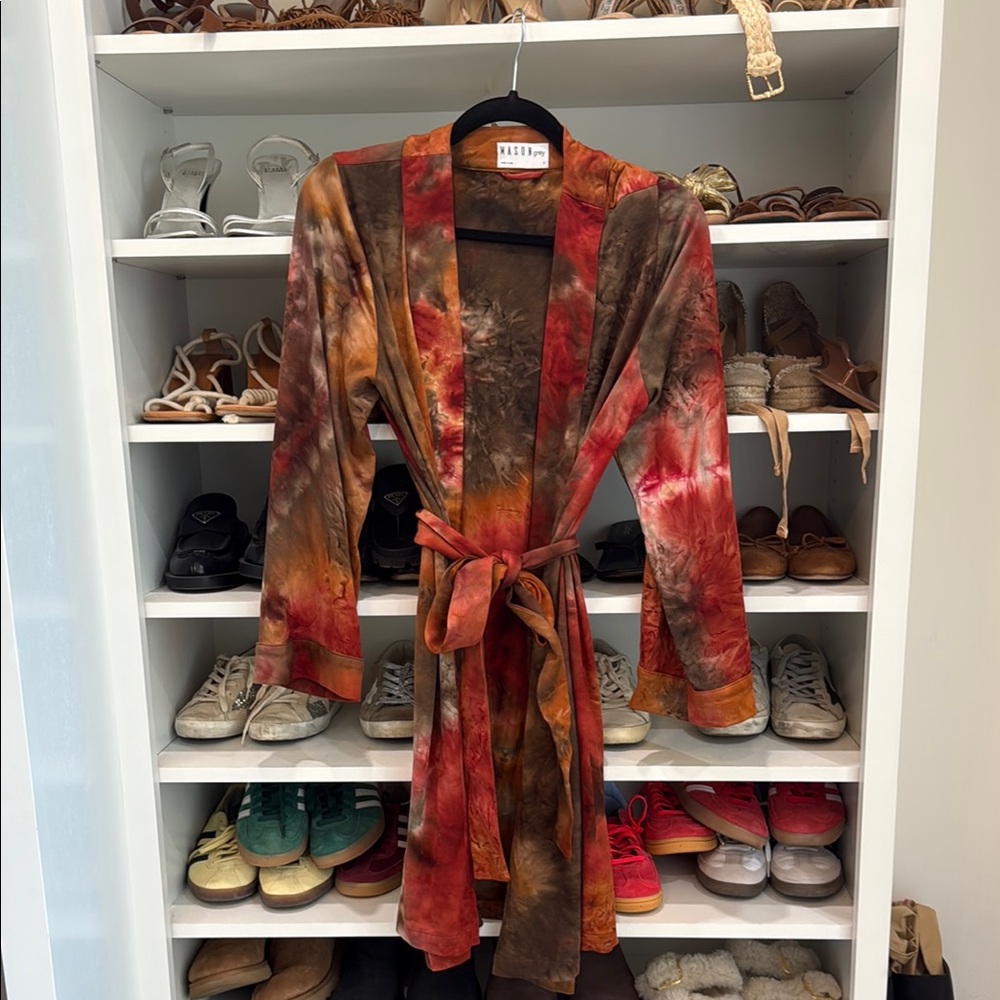Mason Grey Robe - Red & Brown